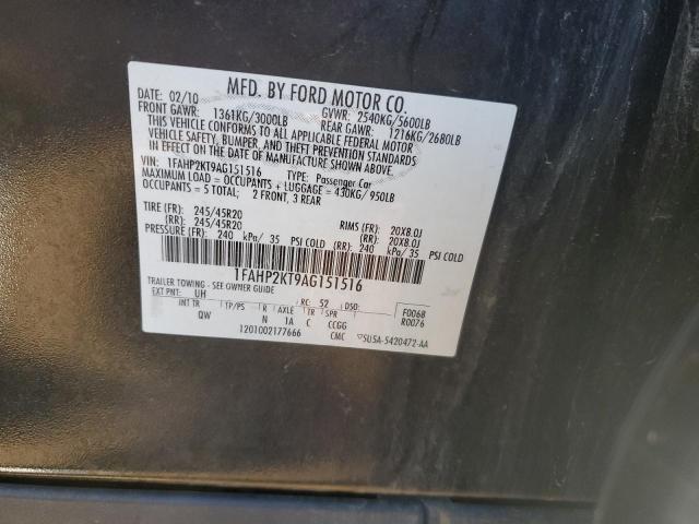 1FAHP2KT9AG151516 - 2010 FORD TAURUS SHO BLACK photo 12