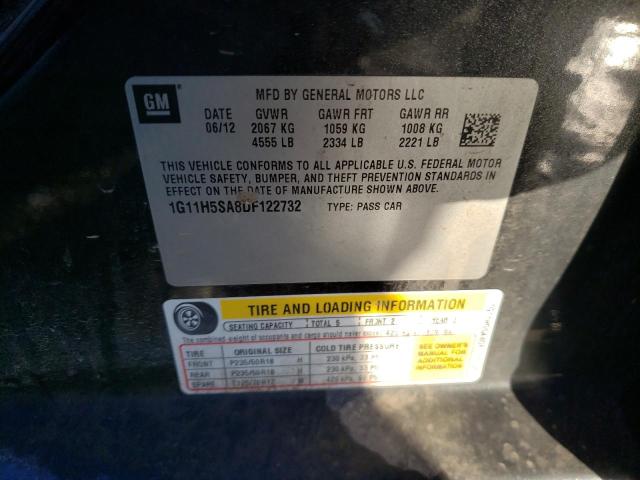 1G11H5SA8DF122732 - 2013 CHEVROLET MALIBU LTZ შავი ფოტო 13