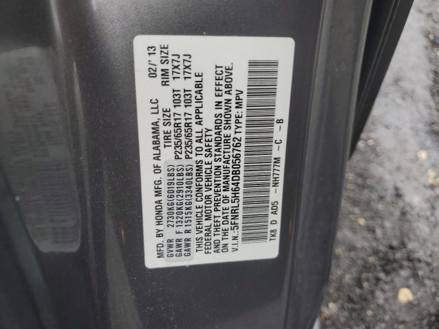5FNRL5H64DB056762 - 2013 HONDA ODYSSEY EXL 灰色 照片 13