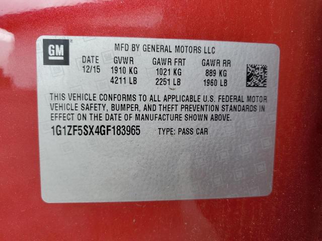 1G1ZF5SX4GF183965 - 2016 CHEVROLET MALIBU LT RED photo 12