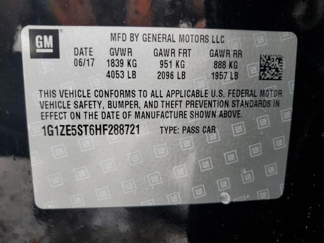 1G1ZE5ST6HF288721 - 2017 CHEVROLET MALIBU LT BLACK photo 12