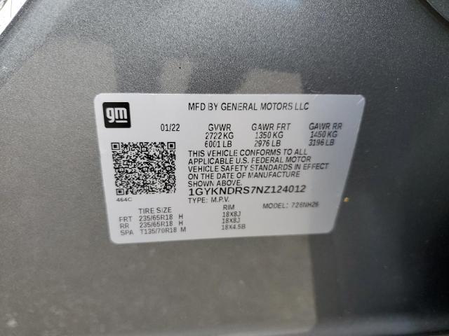 1GYKNDRS7NZ124012 - 2022 CADILLAC XT5 PREMIUM LUXURY GRAY photo 13