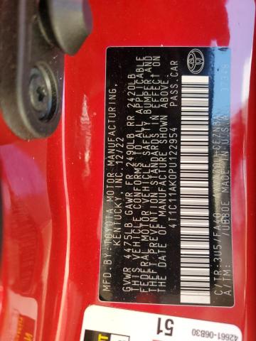4T1C11AK0PU122954 - 2023 TOYOTA CAMRY LE RED photo 12