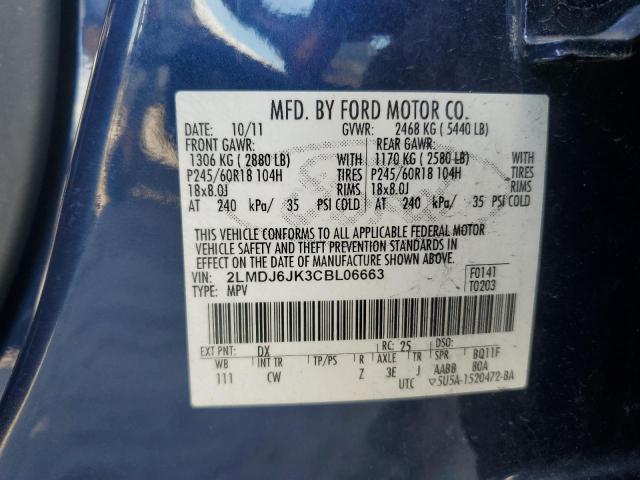 2LMDJ6JK3CBL06663 - 2012 LINCOLN MKX BLUE photo 13