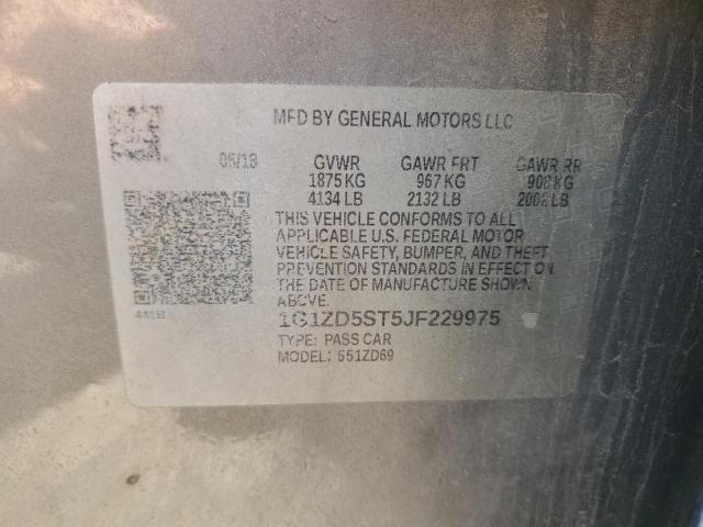 1G1ZD5ST5JF229975 - 2018 CHEVROLET MALIBU LT SILVER photo 12