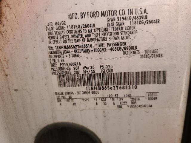 1LNHM86S62Y685510 - 2002 LINCOLN LS WHITE photo 12