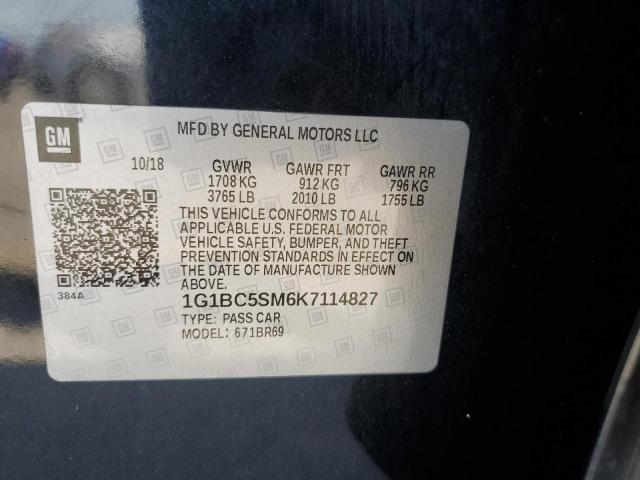 1G1BC5SM6K7114827 - 2019 CHEVROLET CRUZE LS BLACK photo 13