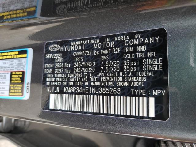 KM8R34HE1NU385263 - 2022 HYUNDAI PALISADE SEL GRAY photo 12