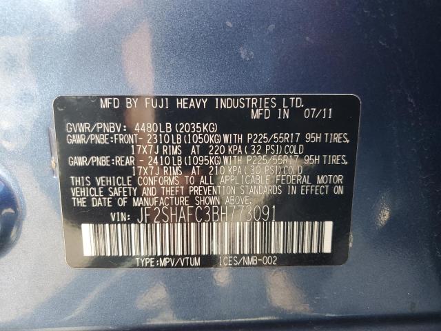 JF2SHAFC3BH773091 - 2011 SUBARU FORESTER LIMITED BLUE photo 14