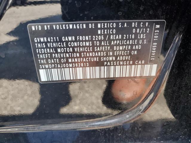 3VWDP7AJ0DM362813 - 2013 VOLKSWAGEN JETTA SE BLACK photo 12