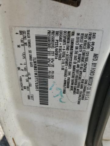 1LNHM81W3YY783851 - 2000 LINCOLN TOWN CAR EXECUTIVE Սպիտակ լուսանկար 12