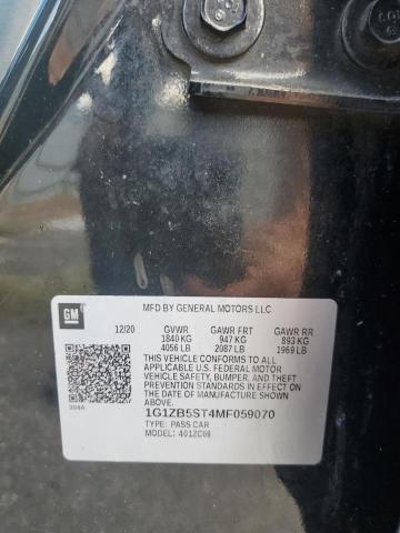 1G1ZB5ST4MF059070 - 2021 CHEVROLET MALIBU LS BLACK photo 12