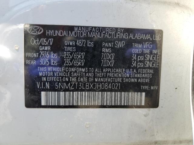 5NMZT3LBXJH084021 - 2018 HYUNDAI SANTA FE S WHITE photo 12