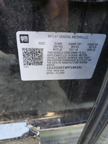 1G1ZD5ST4PF195181 - 2023 CHEVROLET MALIBU LT შავი ფოტო 12