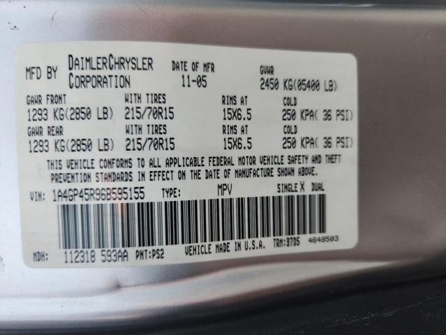 1A4GP45R96B595155 - 2006 CHRYSLER TOWN & COU ვერცხლისფერი ფოტო 13