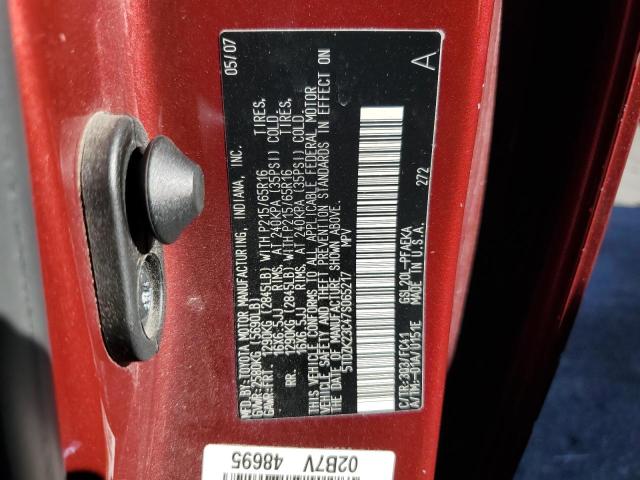 5TDZK23C47S065217 - 2007 TOYOTA SIENNA CE RED photo 13