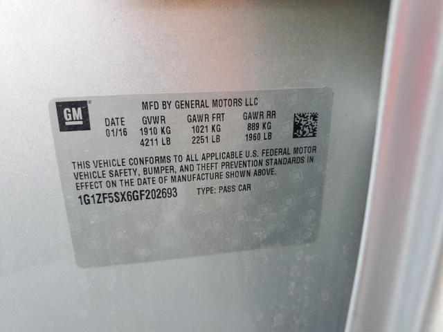 1G1ZF5SX6GF202693 - 2016 CHEVROLET MALIBU LT SILVER photo 12