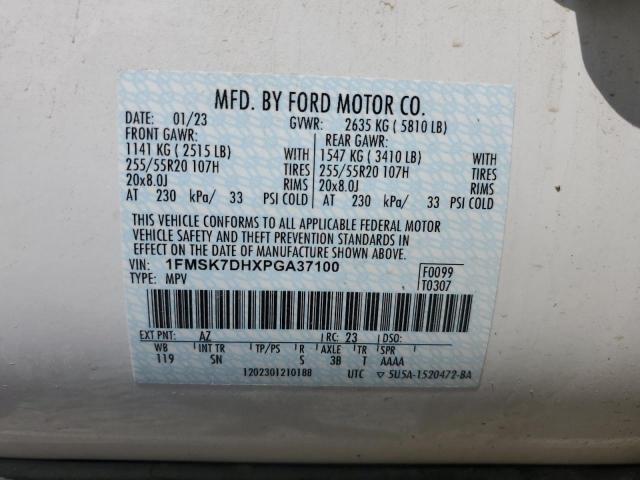 1FMSK7DHXPGA37100 - 2023 FORD EXPLORER XLT თეთრი ფოტო 14