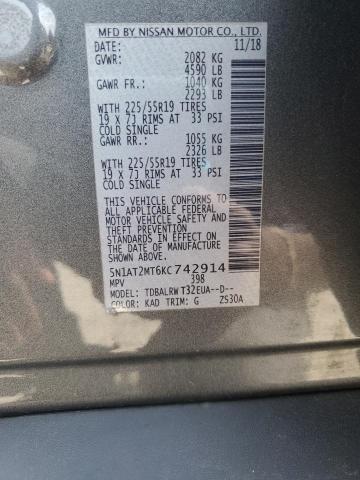 5N1AT2MT6KC742914 - 2019 NISSAN ROGUE S 灰色 照片 14