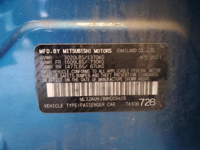 ML32AUHJ3MH009408 - 2021 MITSUBISHI MIRAGE ES BLUE photo 12