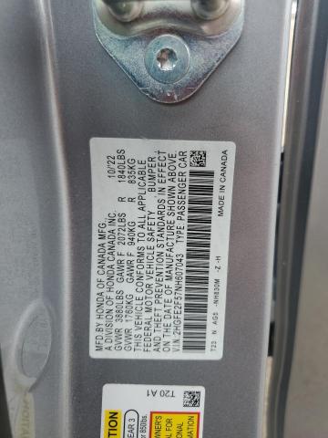 2HGFE2F57NH607043 - 2022 HONDA CIVIC SPORT SILVER photo 12