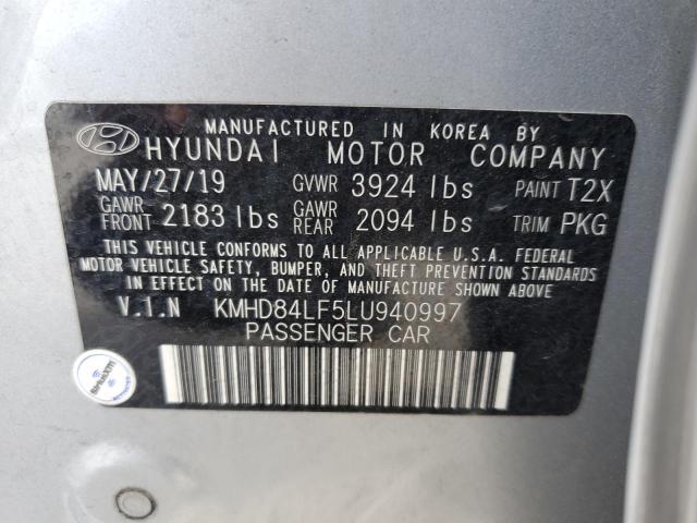 KMHD84LF5LU940997 - 2020 HYUNDAI ELANTRA SEL SILVER photo 12