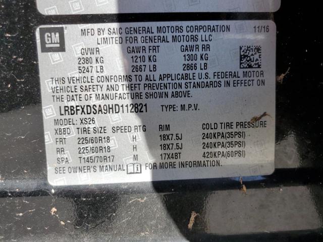 LRBFXDSA9HD112821 - 2017 BUICK ENVISION ESSENCE أسود صورة 12