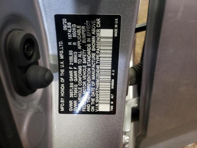 SHHFK7H49MU204046 - 2021 HONDA CIVIC SPORT 灰色 照片 12