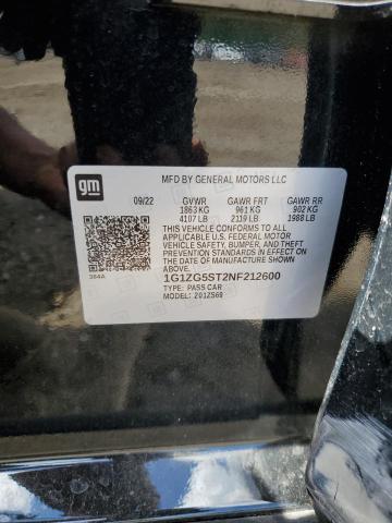 1G1ZG5ST2NF212600 - 2022 CHEVROLET MALIBU RS BLACK photo 12