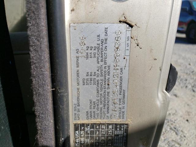 WBAAB5402H9699366 - 1987 BMW 3 SERIES BASE BEIGE photo 12