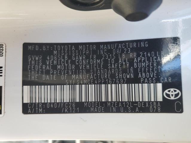 5YFS4MCE4PP167697 - 2023 TOYOTA COROLLA SE WHITE photo 12