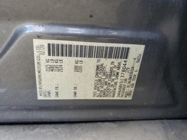 1N4AA6BV3LC378044 - 2020 NISSAN MAXIMA S ნაცრისფერი ფოტო 12