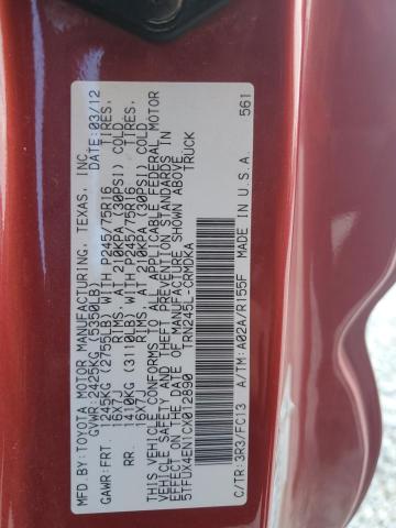 5TFUX4EN1CX012890 - 2012 TOYOTA TACOMA ACCESS CAB RED photo 12