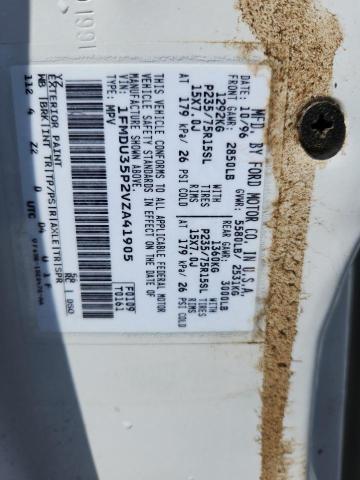 1FMDU35P2VZA41905 - 1997 FORD EXPLORER WHITE photo 13