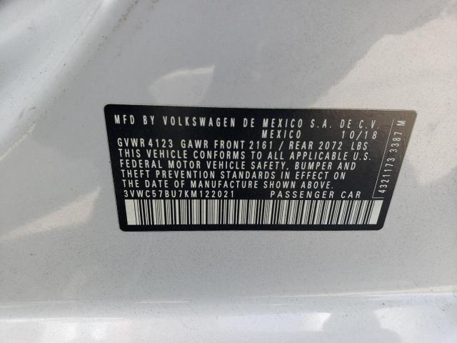 3VWC57BU7KM122021 - 2019 VOLKSWAGEN JETTA S SILVER photo 12