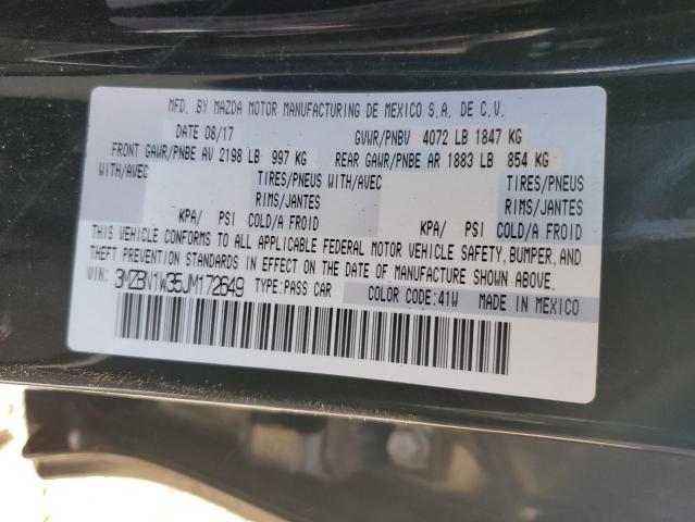 3MZBN1W35JM172649 - 2018 MAZDA 3 GRAND TOURING BLACK photo 12