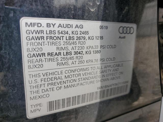 WA1BNAFY3K2115996 - 2019 AUDI Q5 PREMIUM PLUS BLACK photo 13