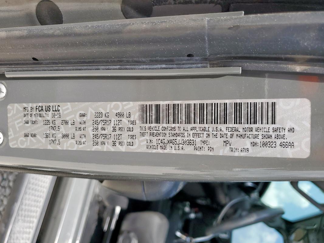 1C4GJXAG5JW303631 - 2018 JEEP WRANGLER SPORT GRAY photo 13