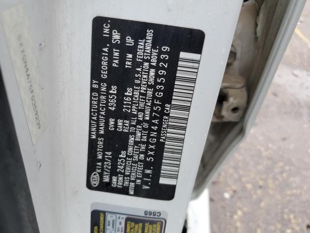 5XXGN4A75FG359239 - 2015 KIA OPTIMA EX WHITE photo 12