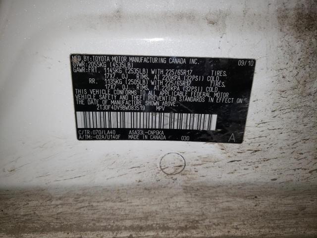 2T3DF4DV9BW083519 - 2011 TOYOTA RAV4 LIMITED WHITE photo 13