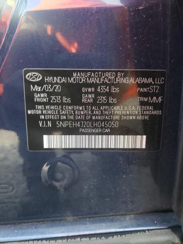 5NPEH4J20LH045050 - 2020 HYUNDAI SONATA LIMITED BLUE photo 12