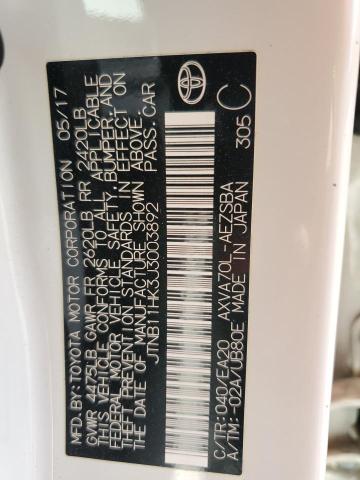 JTNB11HK3J3003892 - 2018 TOYOTA CAMRY L WHITE photo 12