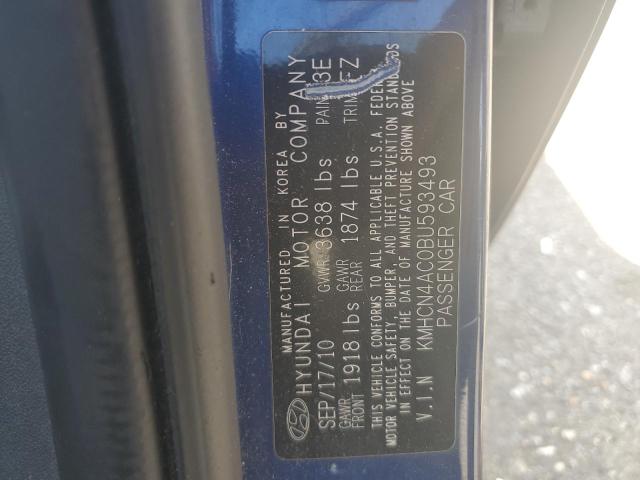 KMHCN4AC0BU593493 - 2011 HYUNDAI ACCENT GLS BLUE photo 13