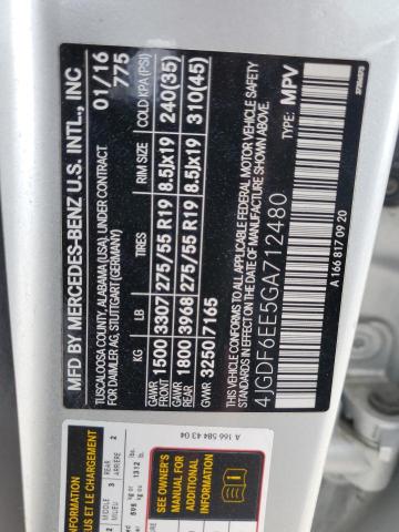 4JGDF6EE5GA712480 - 2016 MERCEDES-BENZ GL 450 4MATIC SILVER photo 13