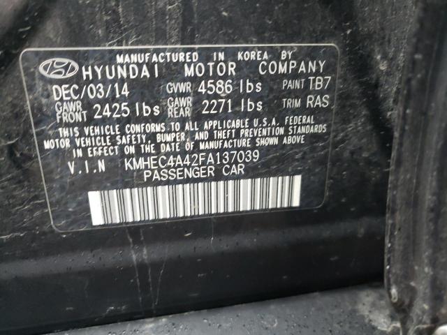 KMHEC4A42FA137039 - 2015 HYUNDAI SONATA HYBRID BLACK photo 13