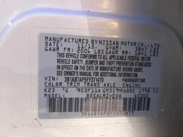 3N1AB7AP5FY371479 - 2015 NISSAN SENTRA S SILVER photo 12