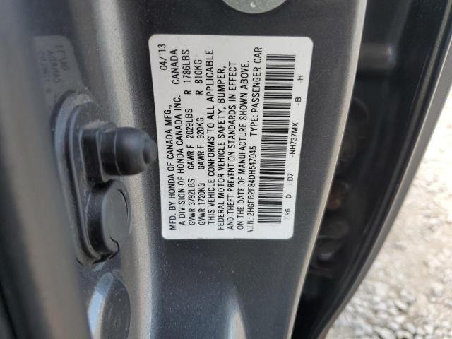 2HGFB2F84DH547045 - 2013 HONDA CIVIC EX GRAY photo 12