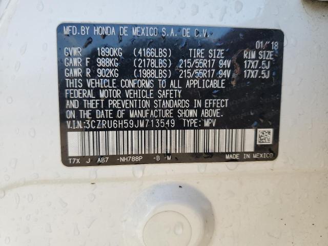 3CZRU6H59JM713549 - 2018 HONDA HR-V EX WHITE photo 12