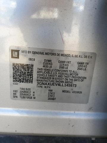 3GNAXUEV4LL145973 - 2020 CHEVROLET EQUINOX LT SILVER photo 14