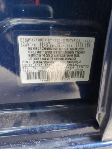 3N1AB7AP2KY457147 - 2019 NISSAN SENTRA S BLUE photo 12